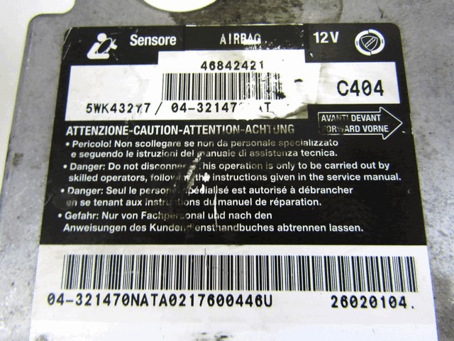 KIT AIRBAG KOMPLET OEM N. 16441 KIT AIRBAG COMPLETO ORIGINAL REZERVNI DEL ALFA ROMEO 147 937 (2001 - 2005)DIESEL LETNIK 2002