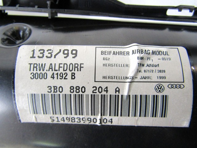 KIT AIRBAG KOMPLET OEM N. 8444 KIT AIRBAG COMPLETO ORIGINAL REZERVNI DEL VOLKSWAGEN PASSAT B5 3B2 3B5 BER/SW (08/1996 - 11/2000)DIESEL LETNIK 1999