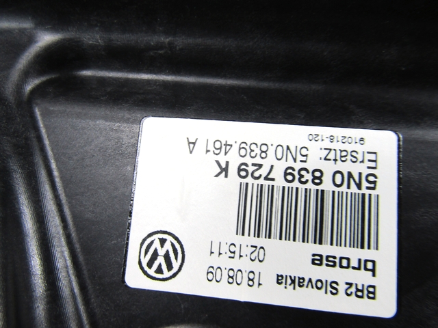 MEHANIZEM DVIGA ZADNJIH STEKEL  OEM N. 5N0959703B ORIGINAL REZERVNI DEL VOLKSWAGEN TIGUAN 5N MK1 (2007 - 2011)DIESEL LETNIK 2009