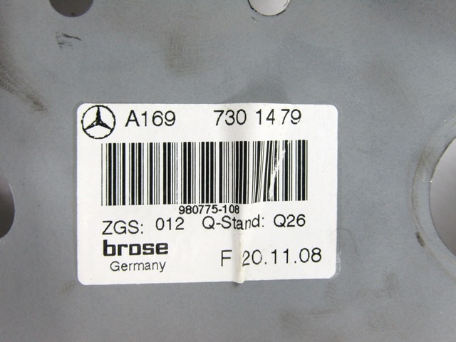 MEHANIZEM DVIGA ZADNJIH STEKEL  OEM N. A1698202042 ORIGINAL REZERVNI DEL MERCEDES CLASSE A W169 5P C169 3P R (05/2008 - 2012) BENZINA LETNIK 2008