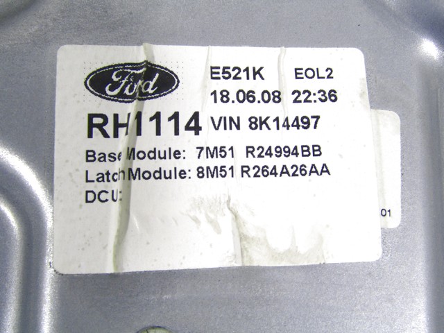 ROCNI SISTEM ZA DVIGOVANJE ZADNJEGA STEKLA  OEM N. 7M51-R24994BB ORIGINAL REZERVNI DEL FORD FOCUS CMAX DM2 MK1 R (04/2007 - 2010) DIESEL LETNIK 2008