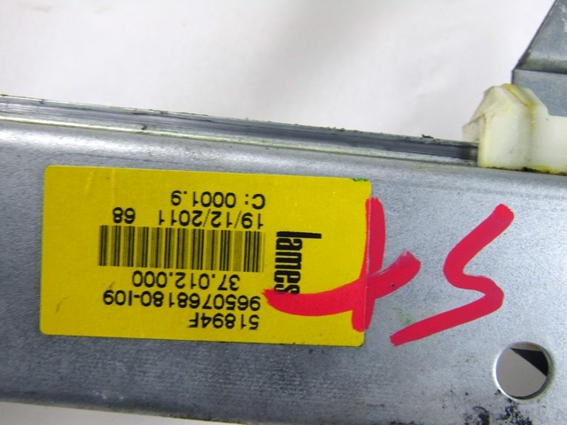 ROCNI SISTEM ZA DVIGOVANJE ZADNJEGA STEKLA  OEM N. 9650768180 ORIGINAL REZERVNI DEL PEUGEOT 207 / 207 CC R WA WC WD WK (05/2009 - 2015) DIESEL LETNIK 2012