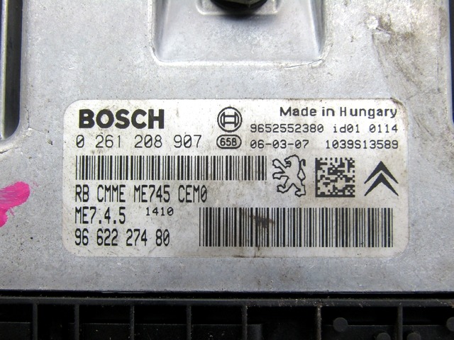 KOMPLET ODKLEPANJE IN VZIG  OEM N. 18613 KIT ACCENSIONE AVVIAMENTO ORIGINAL REZERVNI DEL CITROEN C2 (2004 - 2009) BENZINA LETNIK 2006