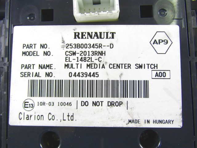 REZERVNI DELI, RADIJSKO-NAVIGACIJSKE NAPRAVE OEM N. 31536Sistema di navigazione satelittare ORIGINAL REZERVNI DEL RENAULT MEGANE MK3 BZ0/1 B3 DZ0/1 KZ0/1 BER/SPORTOUR/ESTATE (2009 - 2015) DIESEL LETNIK 2013