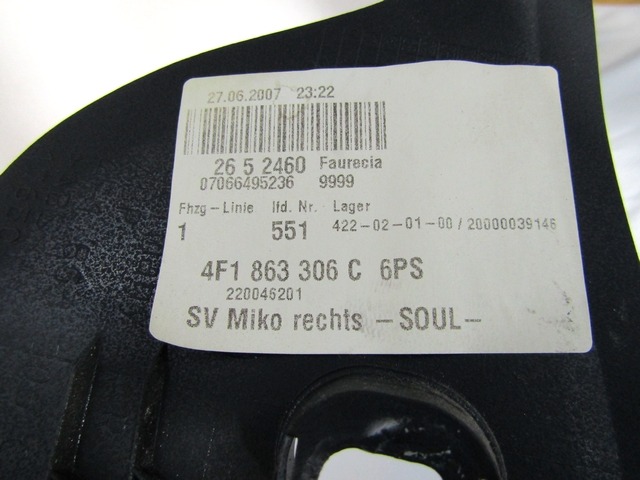 SREDINSKA KONZOLA  OEM N. 4F1863306C ORIGINAL REZERVNI DEL AUDI A6 C6 4F2 4FH 4F5 BER/SW/ALLROAD (07/2004 - 10/2008) DIESEL LETNIK 2007