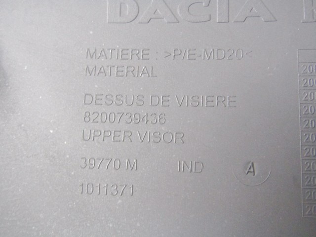 MONTA?NI DELI /  ARMATURNE PLOSCE SPODNJI OEM N. 8200739436 ORIGINAL REZERVNI DEL DACIA LOGAN MK1 (2004 - 2013) BENZINA/GPL LETNIK 2009