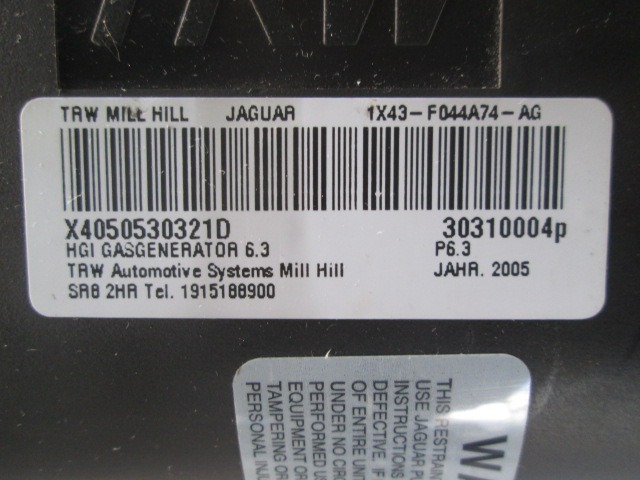 AIRBAG SOPOTNIK OEM N. X43F044A74AG ORIGINAL REZERVNI DEL JAGUAR X-TYPE X400 MK1 R BER/SW (2005 - 2009)DIESEL LETNIK 2006