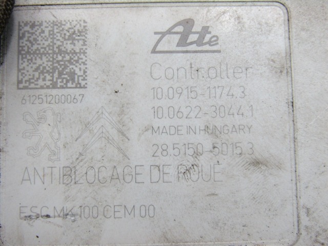 ABS AGREGAT S PUMPO OEM N. 9802460980 ORIGINAL REZERVNI DEL PEUGEOT 208 CA CC MK1 (2012 -2019) DIESEL LETNIK 2012