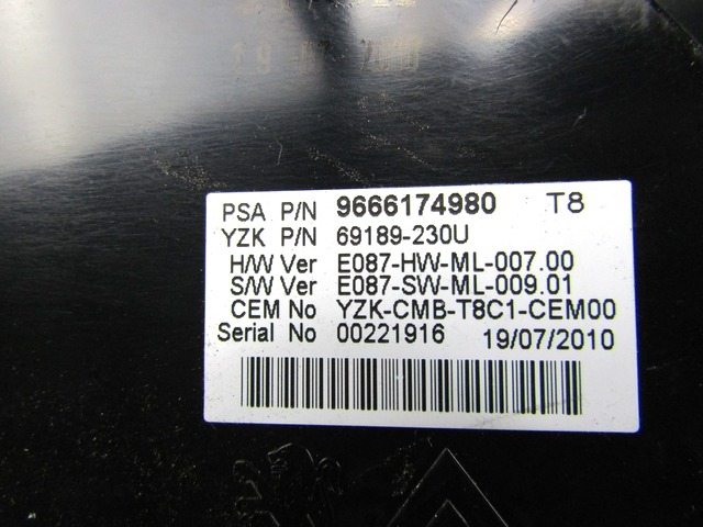 KILOMETER STEVEC OEM N. 9666174980 ORIGINAL REZERVNI DEL PEUGEOT 5008 0U 0E MK1 (2009 - 2013) DIESEL LETNIK 2010