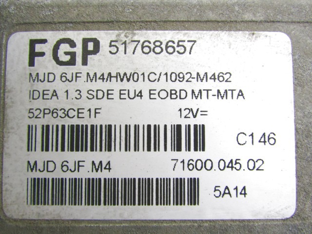 KOMPLET ODKLEPANJE IN VZIG  OEM N. 18251 KIT ACCENSIONE AVVIAMENTO ORIGINAL REZERVNI DEL LANCIA MUSA 350 (2004 - 2007) DIESEL LETNIK 2005