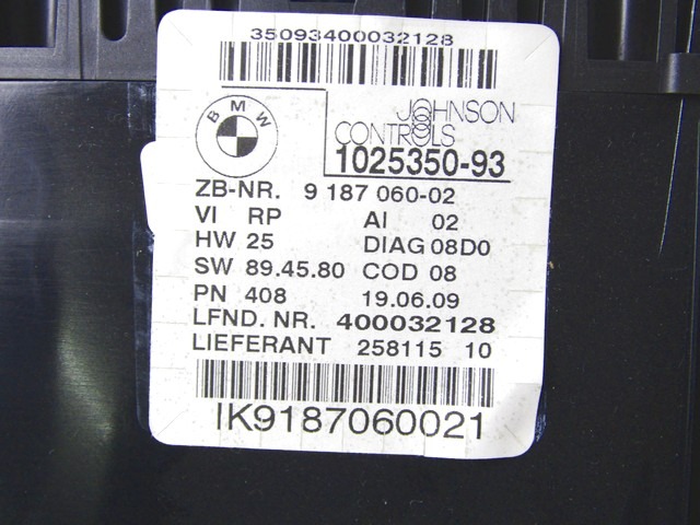 KILOMETER STEVEC OEM N. 102535093 ORIGINAL REZERVNI DEL BMW SERIE 3 BER/SW/COUPE/CABRIO E90/E91/E92/E93 LCI R (2009 - 2012) DIESEL LETNIK 2009