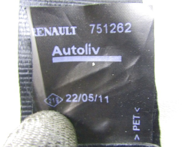 VARNOSTNI PAS OEM N. 751262 ORIGINAL REZERVNI DEL DACIA SANDERO MK1 (2008 - 2012) BENZINA/GPL LETNIK 2011