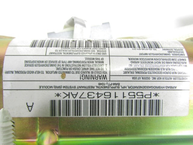 ZRACNA BLAZINA GLAVA LEVA OEM N. P55116437AK ORIGINAL REZERVNI DEL JEEP GRAND CHEROKEE WJ WG MK2 (1999 - 04/2005) DIESEL LETNIK 2003