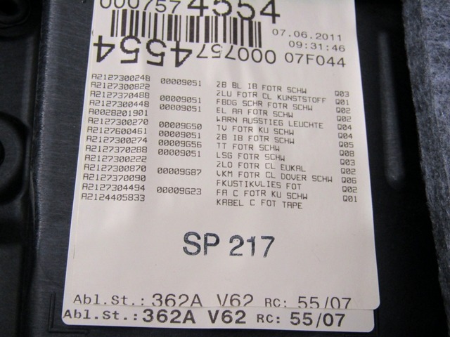 VRATNI PANEL OEM N. PNPDTMBCLASEW212SW5P ORIGINAL REZERVNI DEL MERCEDES CLASSE E W212 S212 BER/SW (09/2011 - 08/2014)DIESEL LETNIK 2011