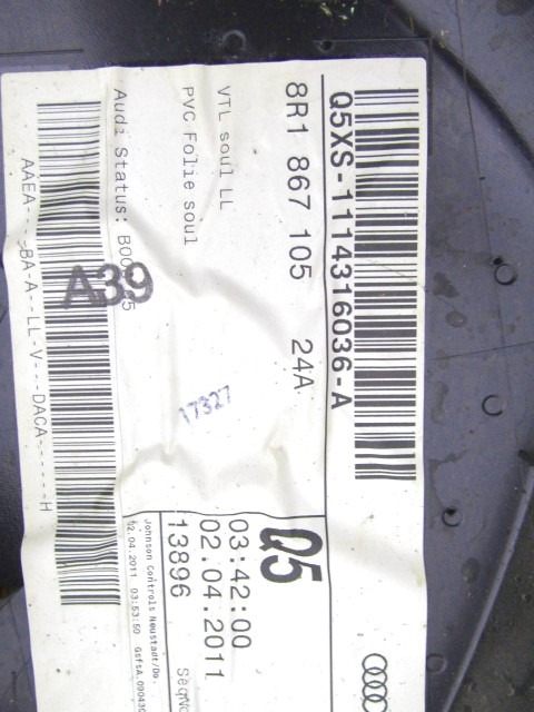 NOTRANJA OBLOGA SPREDNJIH VRAT OEM N. PNASTADQ58RSV5P ORIGINAL REZERVNI DEL AUDI Q5 8R B8 (10/2008 - 06/2012) DIESEL LETNIK 2011