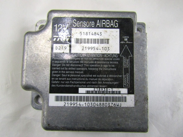 KIT AIRBAG KOMPLET OEM N. 51814843 ORIGINAL REZERVNI DEL FIAT CROMA 194 MK2 R (11-2007 - 2010) DIESEL LETNIK 2008