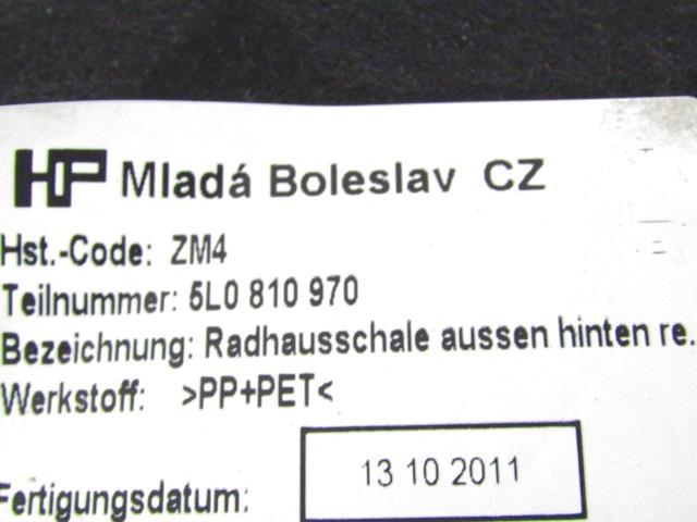 ZADNJI KOLOTEK  OEM N. 5L0810970 ORIGINAL REZERVNI DEL SKODA YETI 5L (7/2009 - 10/2013)BENZINA LETNIK 2011