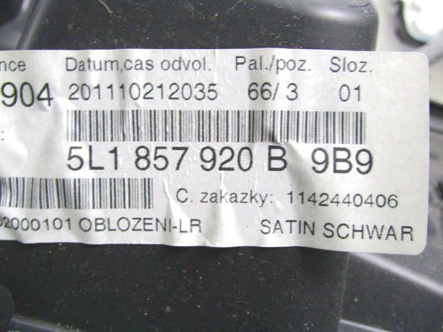 MONTA?NI DELI /  ARMATURNE PLOSCE SPODNJI OEM N. 5L1857920B ORIGINAL REZERVNI DEL SKODA YETI 5L (7/2009 - 10/2013)BENZINA LETNIK 2011