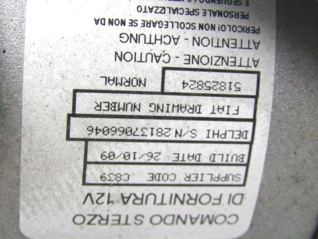 VOLANSKI DROG OEM N. 51825824 ORIGINAL REZERVNI DEL LANCIA Y YPSILON 843 R (2006 - 2011) BENZINA/GPL LETNIK 2009