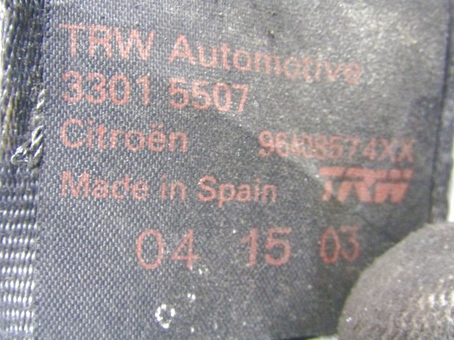 VARNOSTNI PAS OEM N. 96408574XX ORIGINAL REZERVNI DEL CITROEN C3 / PLURIEL MK1 (2002 - 09/2005) DIESEL LETNIK 2003