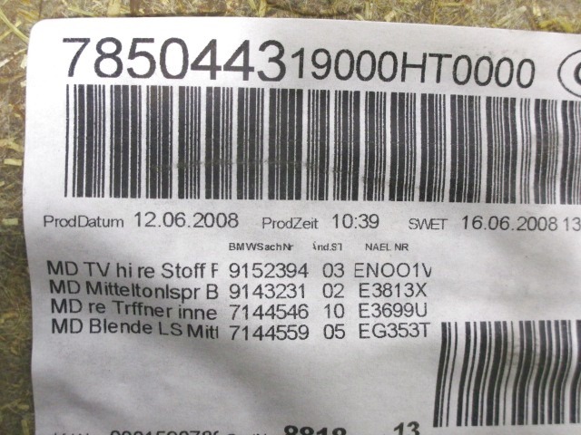 VRATNI PANEL OEM N. PNPDTBWSR3E91RSW5P ORIGINAL REZERVNI DEL BMW SERIE 3 BER/SW/COUPE/CABRIO E90/E91/E92/E93 LCI R (2009 - 2012) DIESEL LETNIK 2009