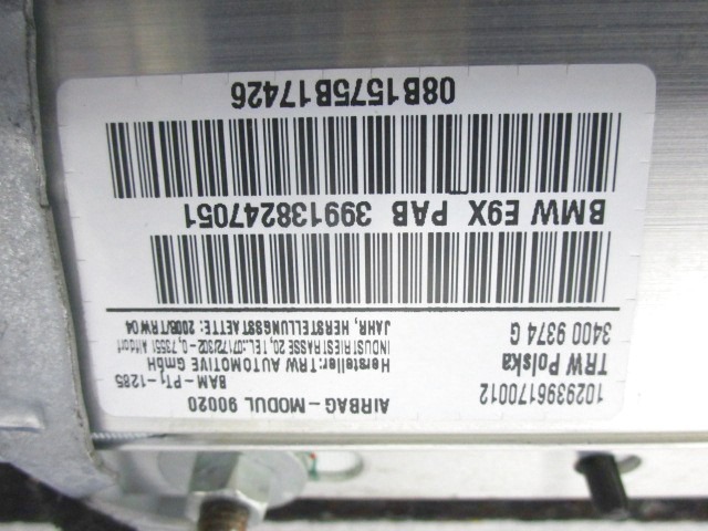 KIT AIRBAG KOMPLET OEM N. 25482 KIT AIRBAG COMPLETO ORIGINAL REZERVNI DEL BMW SERIE 3 BER/SW/COUPE/CABRIO E90/E91/E92/E93 LCI R (2009 - 2012) DIESEL LETNIK 2009