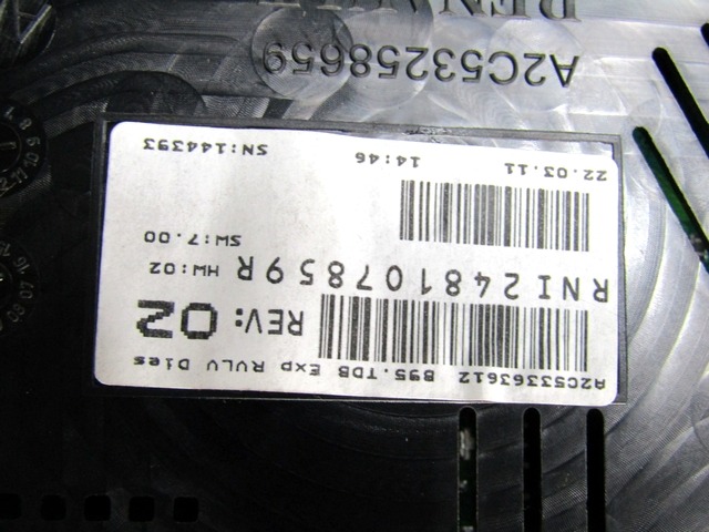 KILOMETER STEVEC OEM N. 248107859R ORIGINAL REZERVNI DEL RENAULT MEGANE MK3 BZ0/1 B3 DZ0/1 KZ0/1 BER/SPORTOUR/ESTATE (2009 - 2015) DIESEL LETNIK 2011