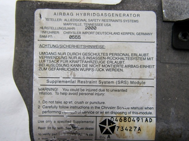 AIRBAG SOPOTNIK OEM N. 04680491AD ORIGINAL REZERVNI DEL CHRYSLER VOYAGER NS GS MK3 (1996 - 2000) DIESEL LETNIK 2000