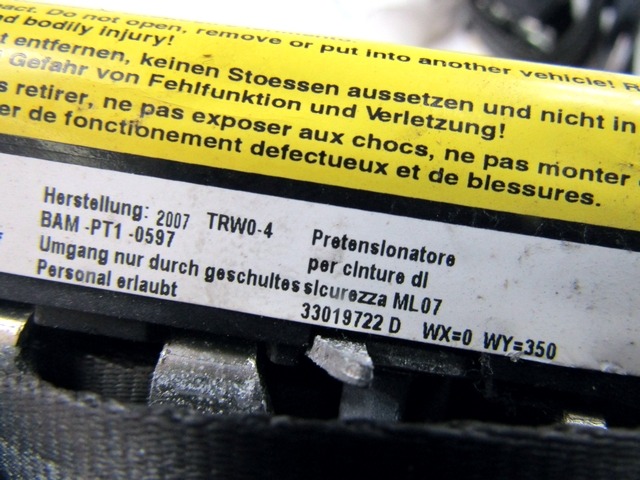 KIT AIRBAG KOMPLET OEM N. 51759726 ORIGINAL REZERVNI DEL FIAT MULTIPLA 186 R (2004 - 2010) BENZINA/METANO LETNIK 2007