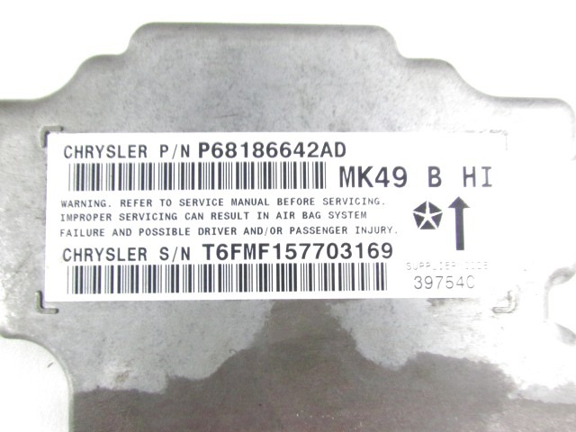 KIT AIRBAG KOMPLET OEM N. 9867 KIT AIRBAG COMPLETO ORIGINAL REZERVNI DEL JEEP COMPASS MK49 MK1 R (2011 - 2017)DIESEL LETNIK 2012