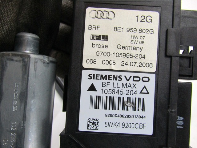 MEHANIZEM DVIGA SPREDNJIH STEKEL  OEM N. 8E0837462C ORIGINAL REZERVNI DEL AUDI A4 B7 8EC 8ED 8HE BER/SW/CABRIO (2004 - 2007) DIESEL LETNIK 2006