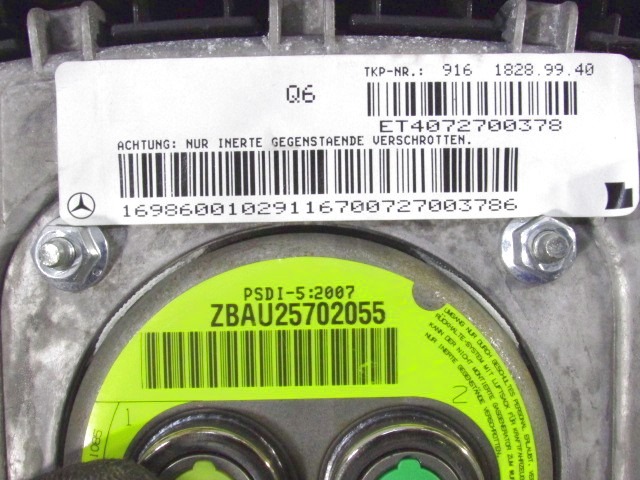 KIT AIRBAG KOMPLET OEM N. A1698209926 ORIGINAL REZERVNI DEL MERCEDES CLASSE A W169 5P C169 3P (2004 - 04/2008) DIESEL LETNIK 2007