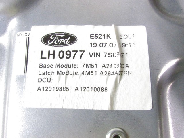 MEHANIZEM DVIGA ZADNJIH STEKEL  OEM N. 18519 SISTEMA ALZACRISTALLO PORTA POSTERIORE ELETT ORIGINAL REZERVNI DEL FORD FOCUS DA HCP DP MK2 BER/SW (2005 - 2008) DIESEL LETNIK 2007