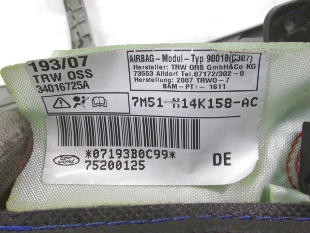 ZRACNA BLAZINA GLAVA DESNA OEM N. 7M51-N14K158-AC ORIGINAL REZERVNI DEL FORD FOCUS DA HCP DP MK2 BER/SW (2005 - 2008) DIESEL LETNIK 2007