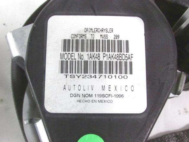 VARNOSTNI PAS OEM N. P1AK48BD5AF ORIGINAL REZERVNI DEL CHRYSLER PT CRUISER PT (2000 - 2010) DIESEL LETNIK 2009