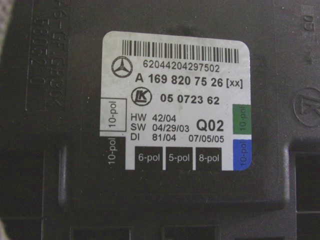 RACUNALNIK VRAT IN STEKEL OEM N. A1698207526 ORIGINAL REZERVNI DEL MERCEDES CLASSE A W169 5P C169 3P (2004 - 04/2008) BENZINA LETNIK 2005