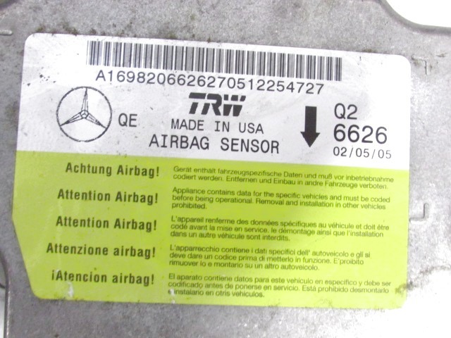 KIT AIRBAG KOMPLET OEM N. A1698206626 ORIGINAL REZERVNI DEL MERCEDES CLASSE A W169 5P C169 3P (2004 - 04/2008) BENZINA LETNIK 2005