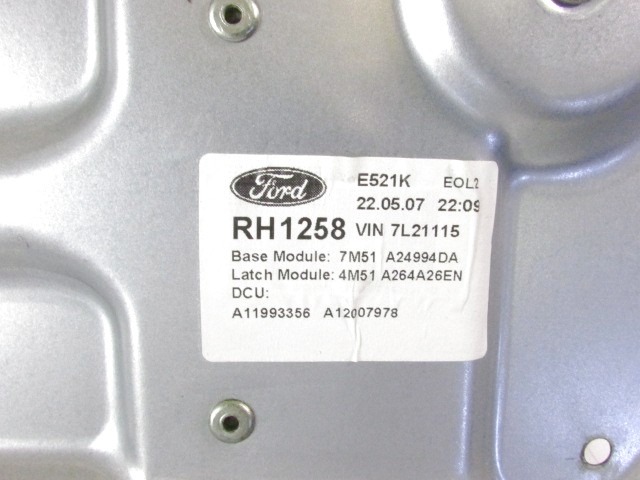 MEHANIZEM DVIGA ZADNJIH STEKEL  OEM N. 18936 SISTEMA ALZACRISTALLO PORTA POSTERIORE ELETT ORIGINAL REZERVNI DEL FORD FOCUS DA HCP DP MK2 BER/SW (2005 - 2008) DIESEL LETNIK 2007