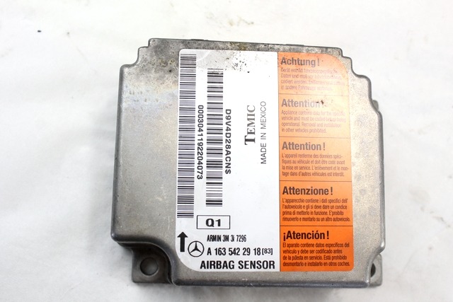 KIT AIRBAG KOMPLET OEM N. A1635422918 ORIGINAL REZERVNI DEL MERCEDES CLASSE ML W163 (1997 - 2006) DIESEL LETNIK 2004