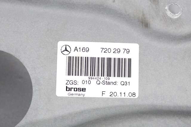 MEHANIZEM DVIGA SPREDNJIH STEKEL  OEM N. 18261 SISTEMA ALZACRISTALLO PORTA ANTERIORE ELETTR ORIGINAL REZERVNI DEL MERCEDES CLASSE A W169 5P C169 3P R (05/2008 - 2012) BENZINA LETNIK 2008