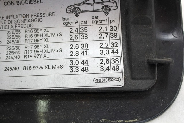 LOPUTA GORIVA OEM N. 4F5809907CGRU ORIGINAL REZERVNI DEL AUDI A6 C6 4F2 4FH 4F5 BER/SW/ALLROAD (07/2004 - 10/2008) DIESEL LETNIK 2005