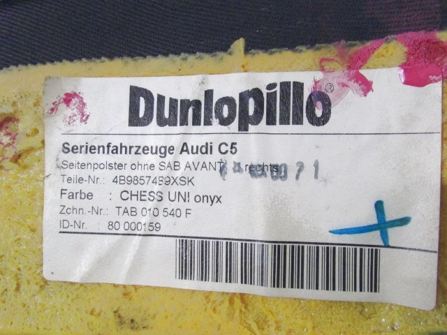 LATVIJSKI STRANSKI SEDEZI ZA ZADNJE SEDEZE OEM N. 4B98574B9XSK ORIGINAL REZERVNI DEL AUDI A6 C5 4B 4B5 4B2 BER/SW (1997 - 2001) DIESEL LETNIK 2000