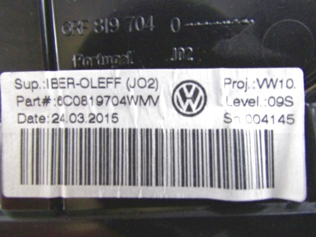 ODVOD ZRAKA OEM N. 6C0819704WMV ORIGINAL REZERVNI DEL VOLKSWAGEN POLO 6R1 6C1 R (02/2014 - 2017) DIESEL LETNIK 2015