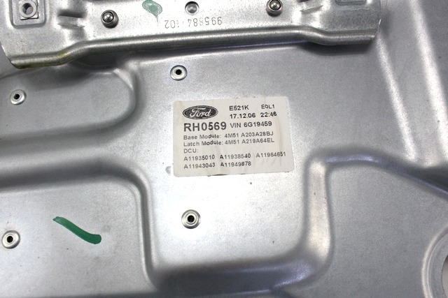 MEHANIZEM DVIGA SPREDNJIH STEKEL  OEM N. 4M51-A203A28-BJ ORIGINAL REZERVNI DEL FORD FOCUS DA HCP DP MK2 BER/SW (2005 - 2008) DIESEL LETNIK 2007