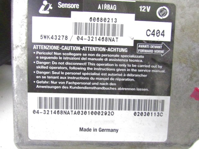 KIT AIRBAG KOMPLET OEM N. 16586 KIT AIRBAG COMPLETO ORIGINAL REZERVNI DEL ALFA ROMEO 156 932 BER/SW (2000 - 2003)DIESEL LETNIK 2003