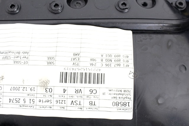 NOTRANJA OBLOGA SPREDNJIH VRAT OEM N. PNADTADA6C6SW5P ORIGINAL REZERVNI DEL AUDI A6 C6 4F2 4FH 4F5 BER/SW/ALLROAD (07/2004 - 10/2008) DIESEL LETNIK 2008