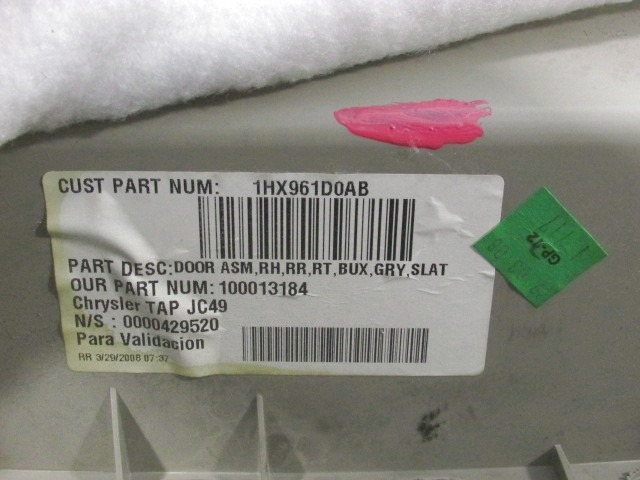 VRATNI PANEL OEM N. PNPDTDGJOURNEYSV5P ORIGINAL REZERVNI DEL DODGE JOURNEY (2008 - 2011) DIESEL LETNIK 2008