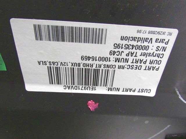 PLASTIKA MED SEDEZI BREZ NASLONJALA ROK OEM N. 1EU971DVAC ORIGINAL REZERVNI DEL DODGE JOURNEY (2008 - 2011) DIESEL LETNIK 2008