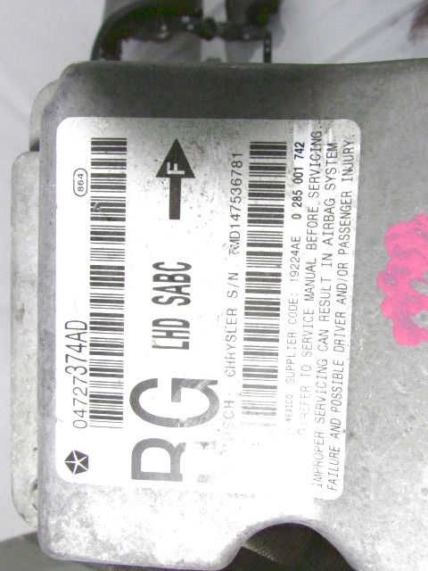 KIT AIRBAG KOMPLET OEM N. 04727374AD ORIGINAL REZERVNI DEL CHRYSLER VOYAGER/GRAN VOYAGER RG RS MK4 (2001 - 2007) DIESEL LETNIK 2006