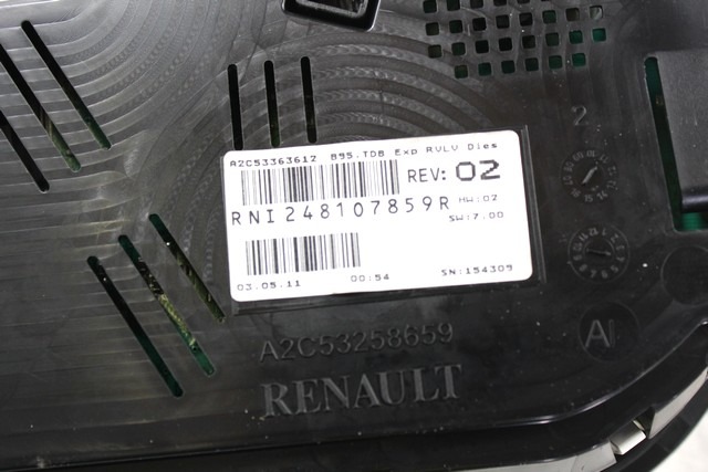 KILOMETER STEVEC OEM N. 248107859R ORIGINAL REZERVNI DEL RENAULT MEGANE MK3 BZ0/1 B3 DZ0/1 KZ0/1 BER/SPORTOUR/ESTATE (2009 - 2015) DIESEL LETNIK 2011